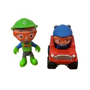 (2) Blippi Action Figure Cake Topper Lot Mini Mobile Recycle Truck Replacement